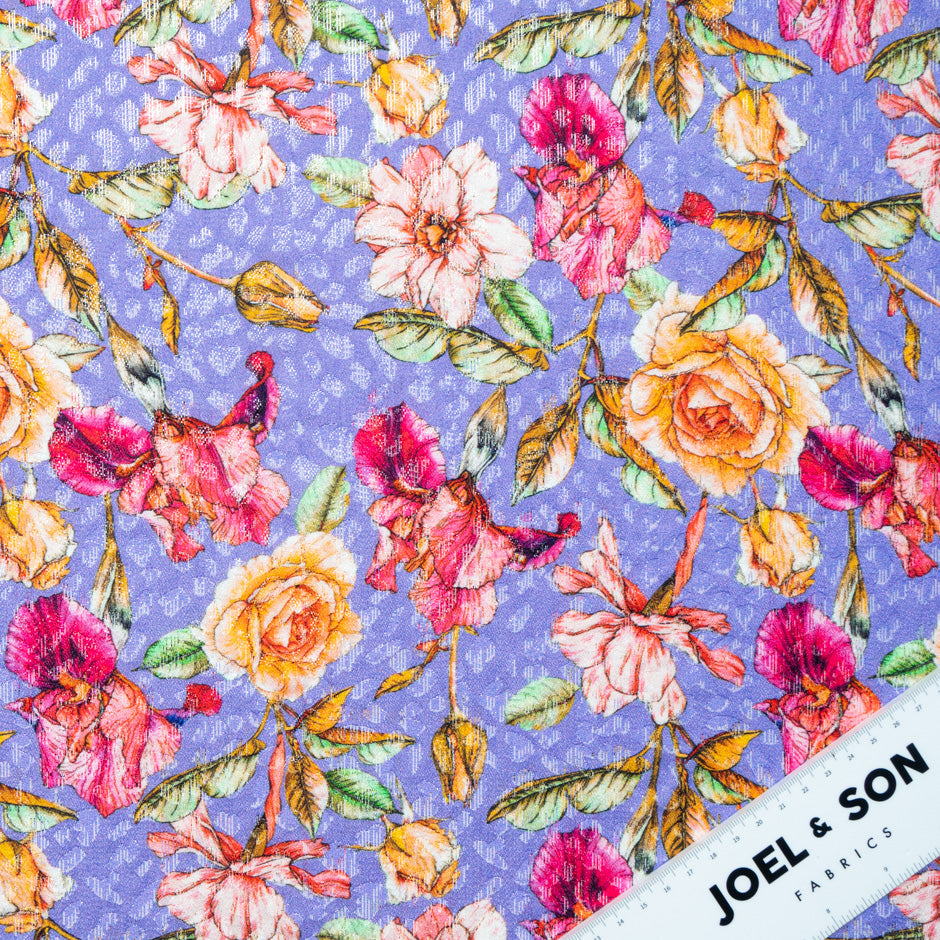 Wild Floral Printed Lavender Silk Jacquard