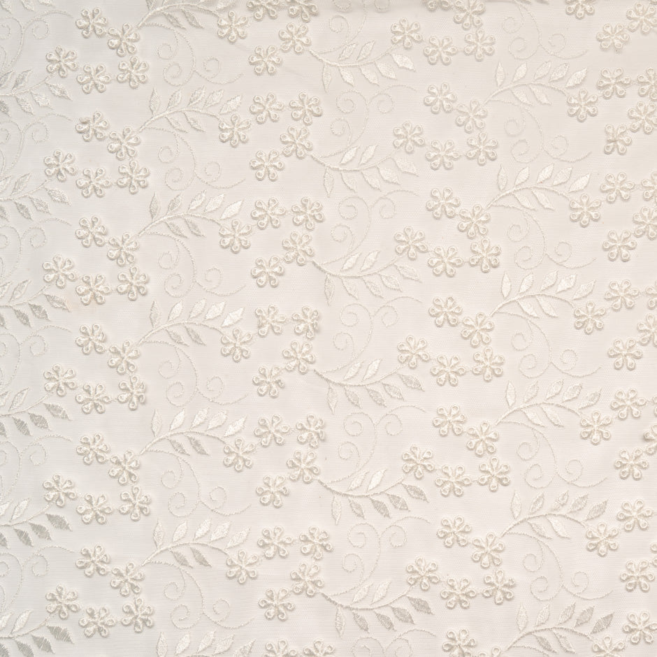 Ivory Geometric Floral Embroidered Tulle