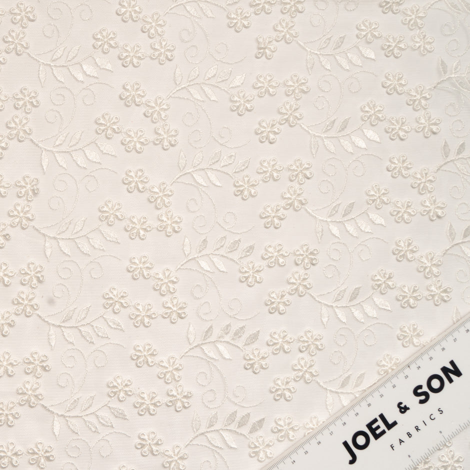 Ivory Geometric Floral Embroidered Tulle