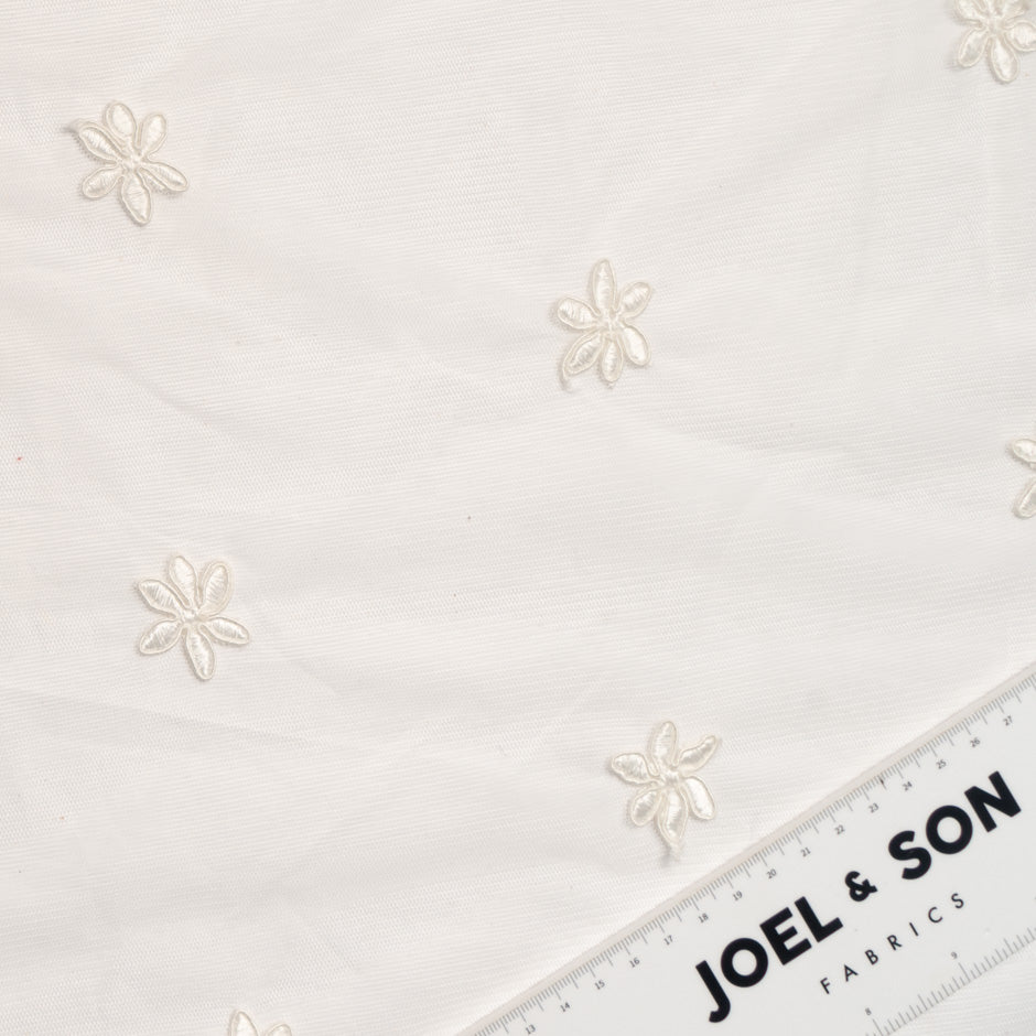 Floral Embroidered Ivory Tulle