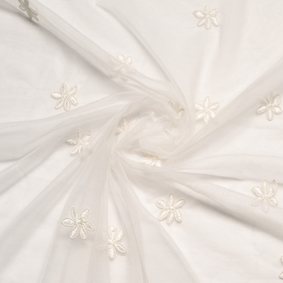 Floral Embroidered Ivory Tulle