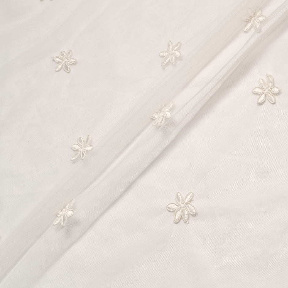 Floral Embroidered Ivory Tulle