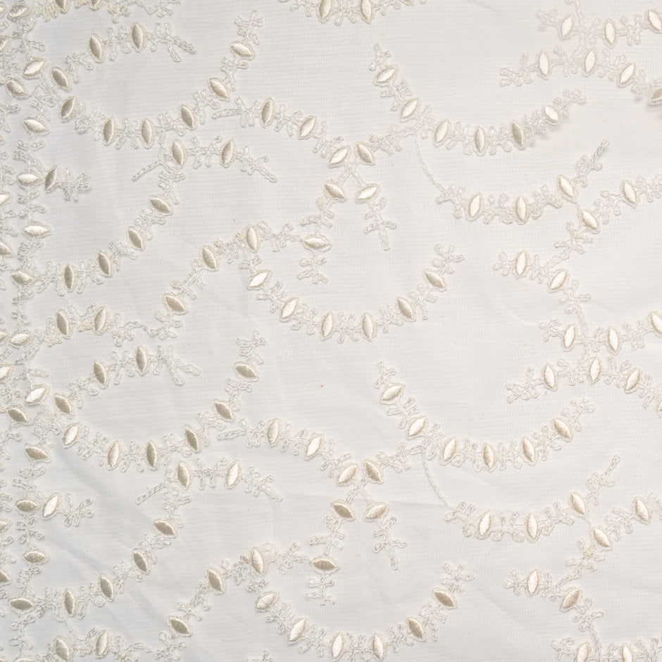 Geometric Embroidered Ivory Tulle