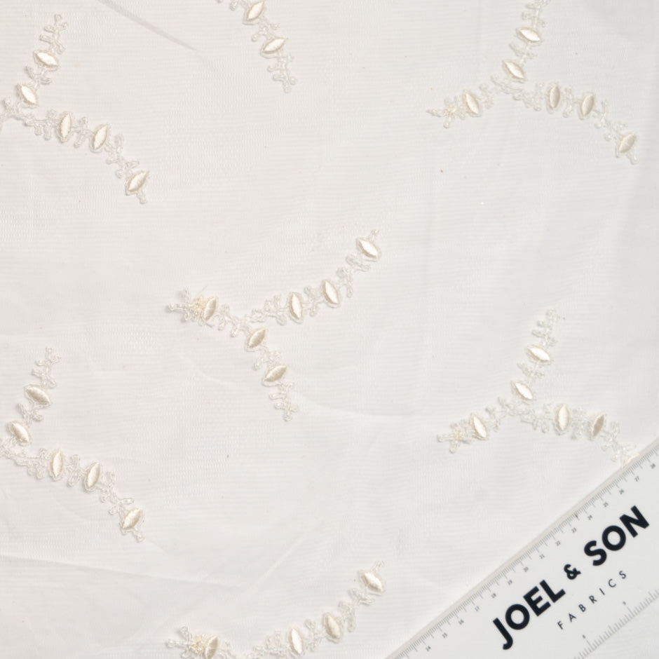 Geometric Embroidered Ivory Tulle