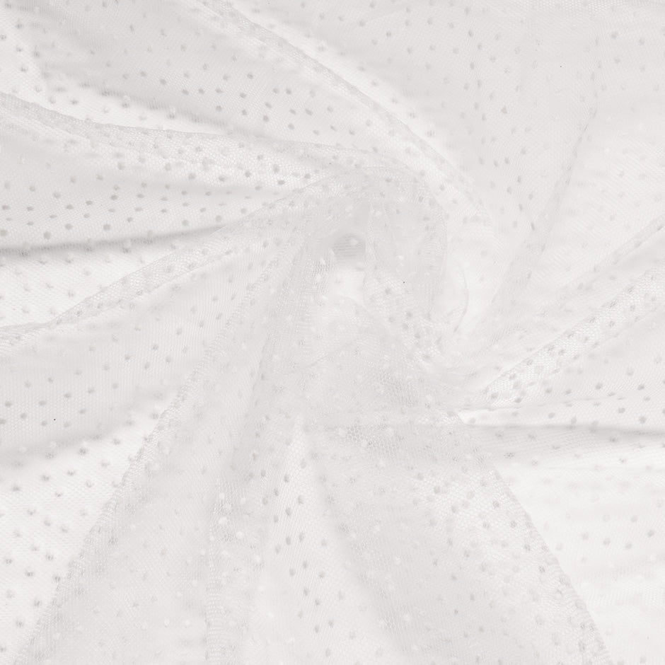 Ivory Flock Spotted White Tulle