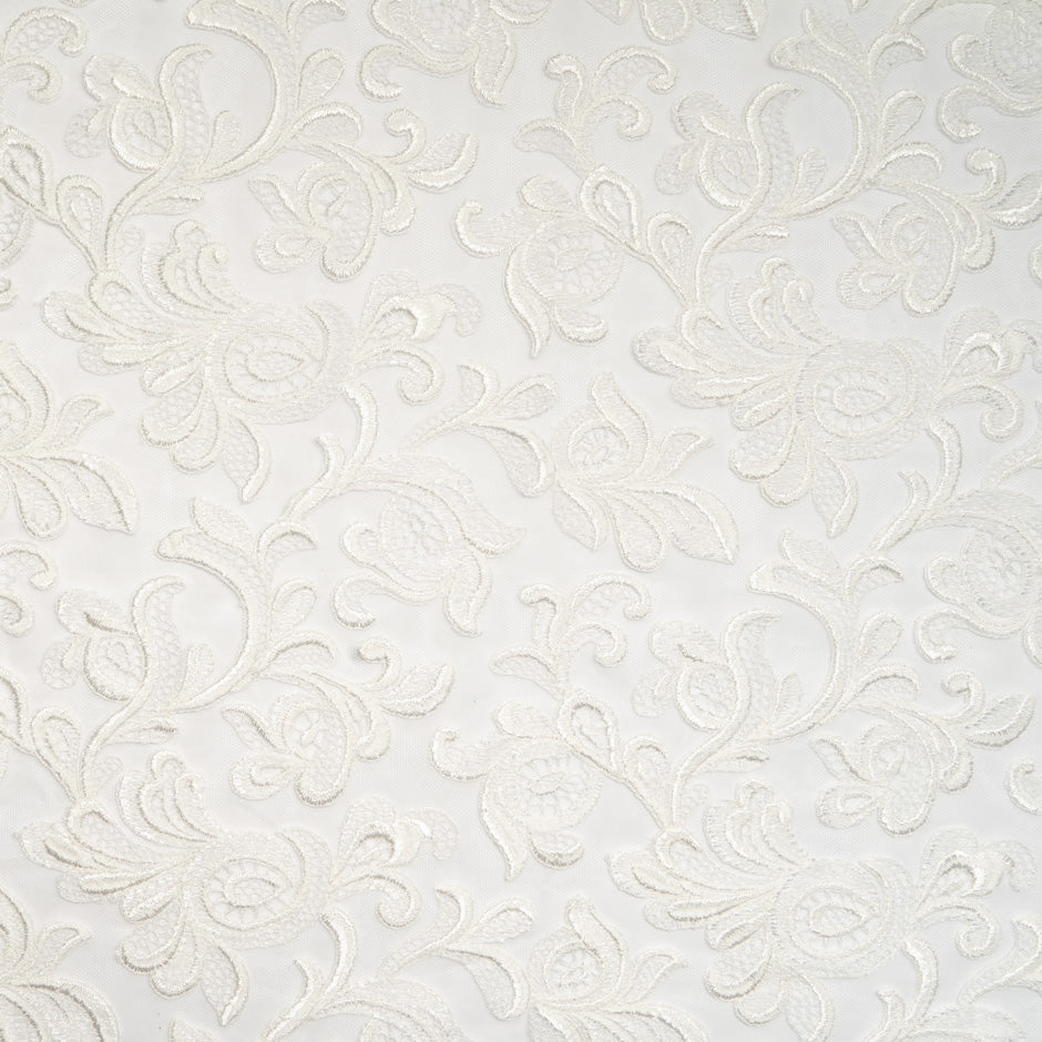 Floral Embroidered Ivory Tulle