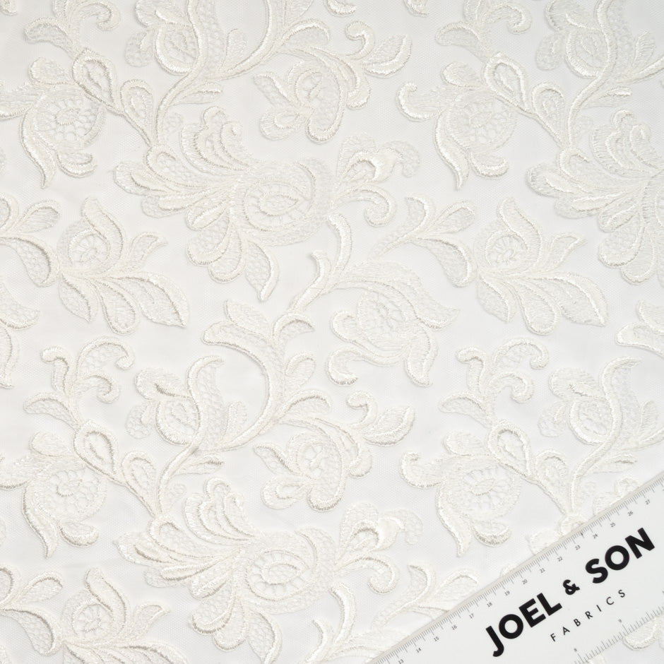Floral Embroidered Ivory Tulle