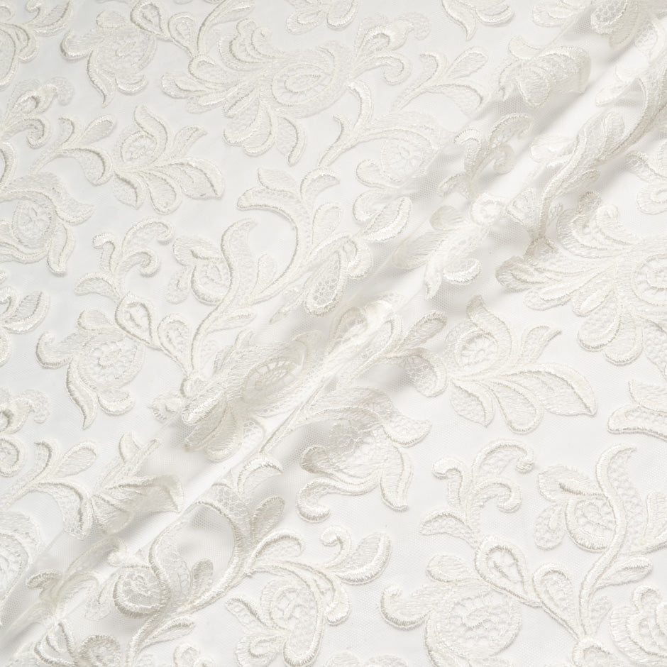 Floral Embroidered Ivory Tulle