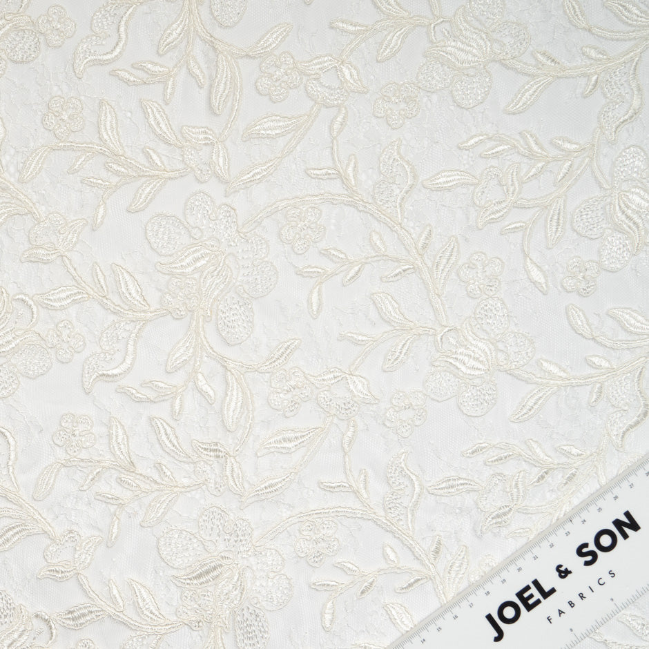 Floral Embroidered Ivory Chantilly Lace