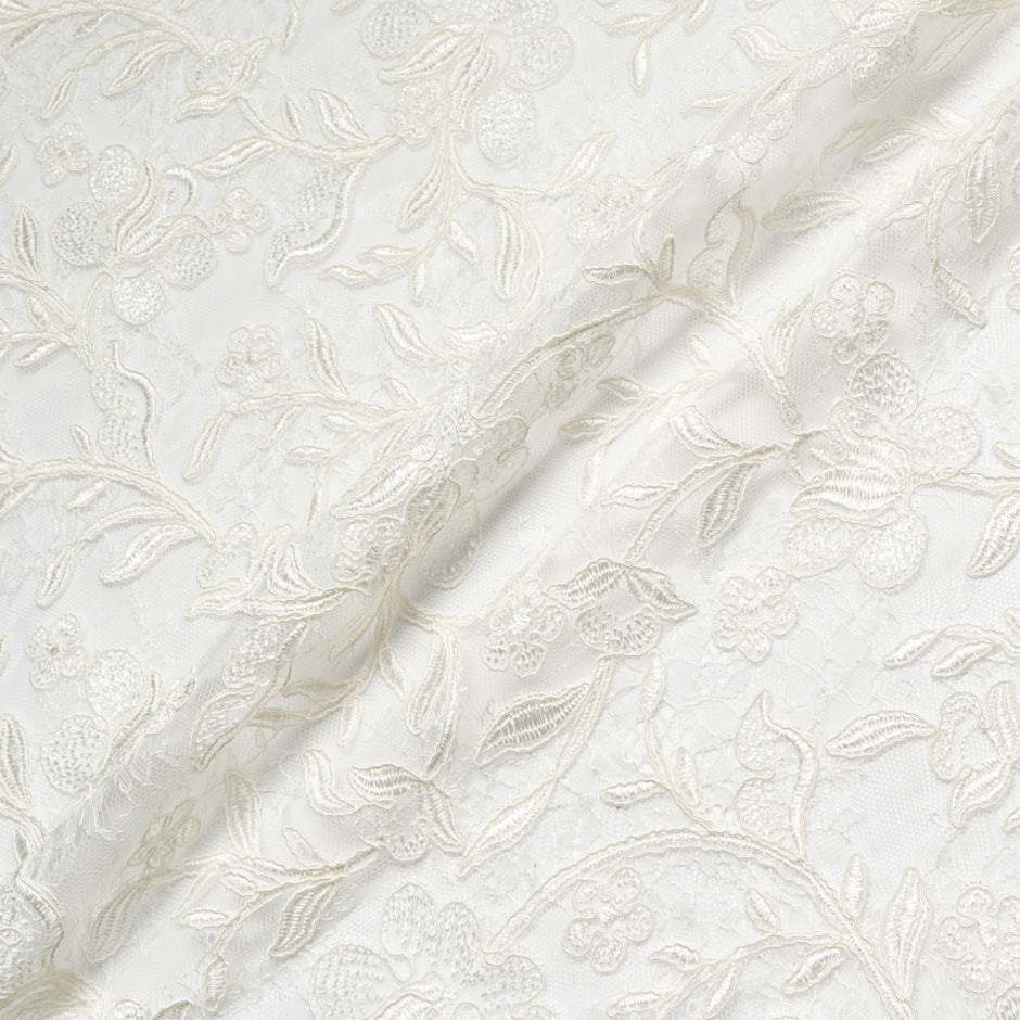 Floral Embroidered Ivory Chantilly Lace