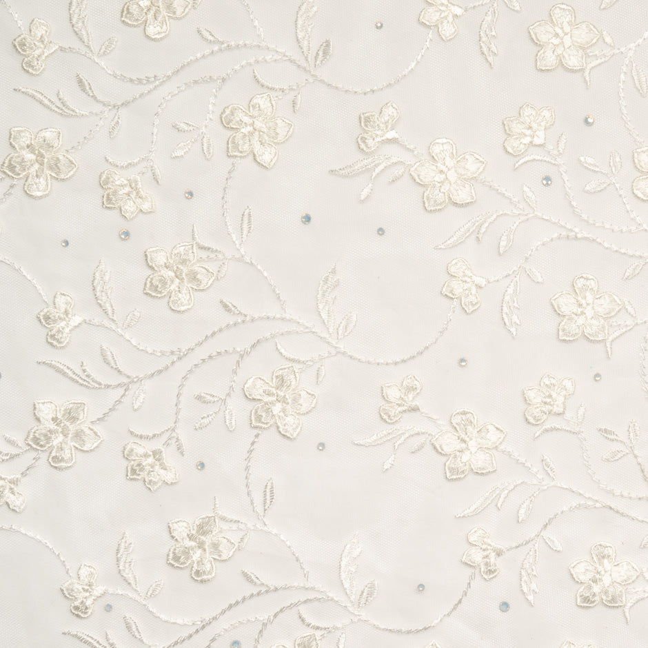 Swarovski Stone Embellished Ivory Tulle