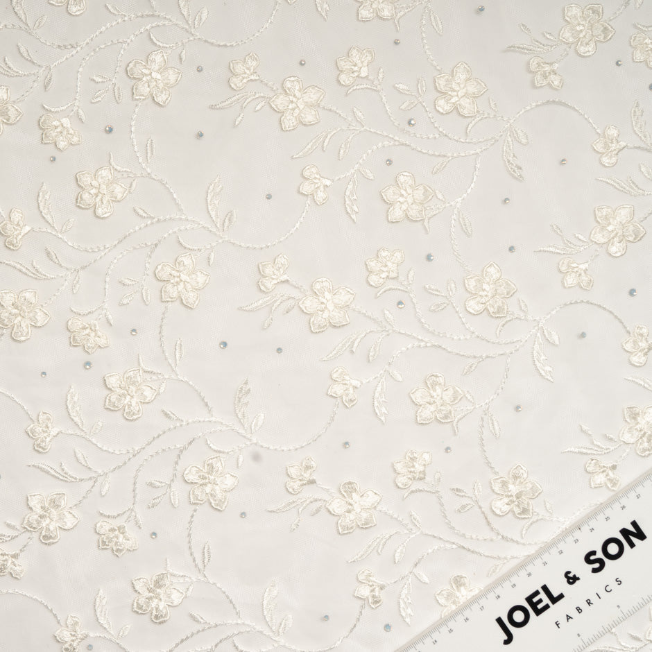 Swarovski Stone Embellished Ivory Tulle