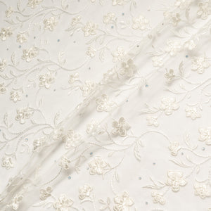 Swarovski Stone Embellished Ivory Tulle