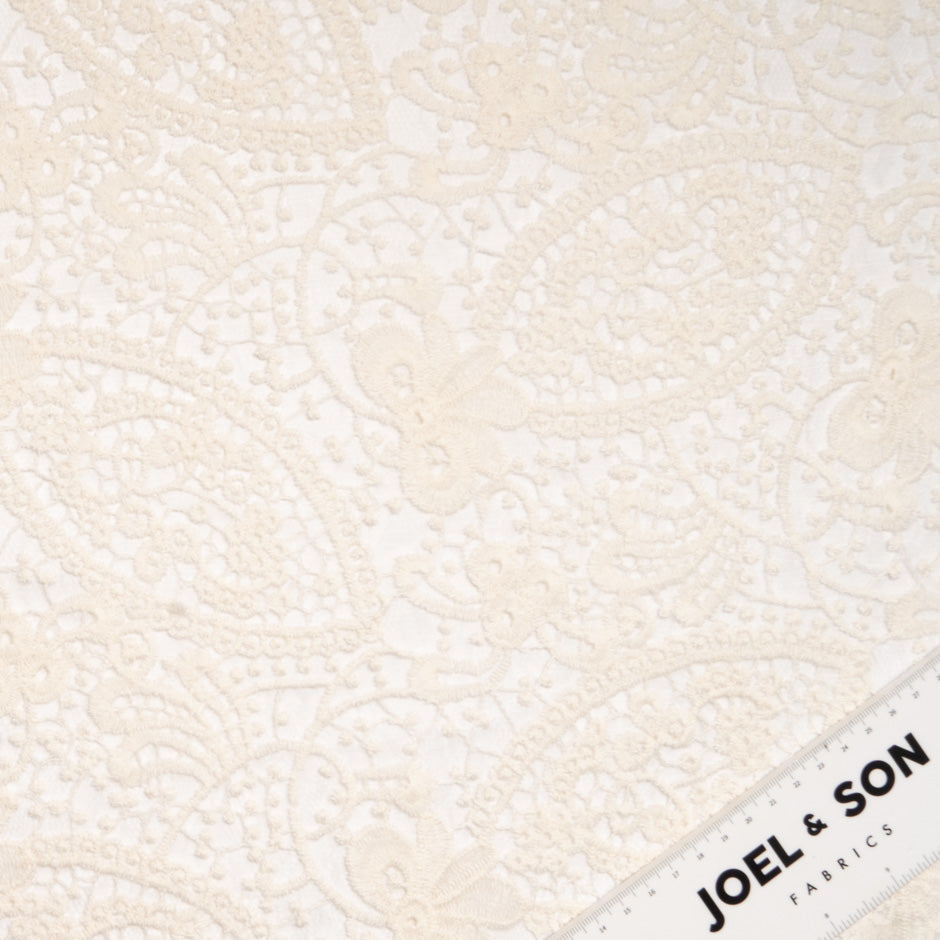 Cream Contemporary Floral Stretch Tulle