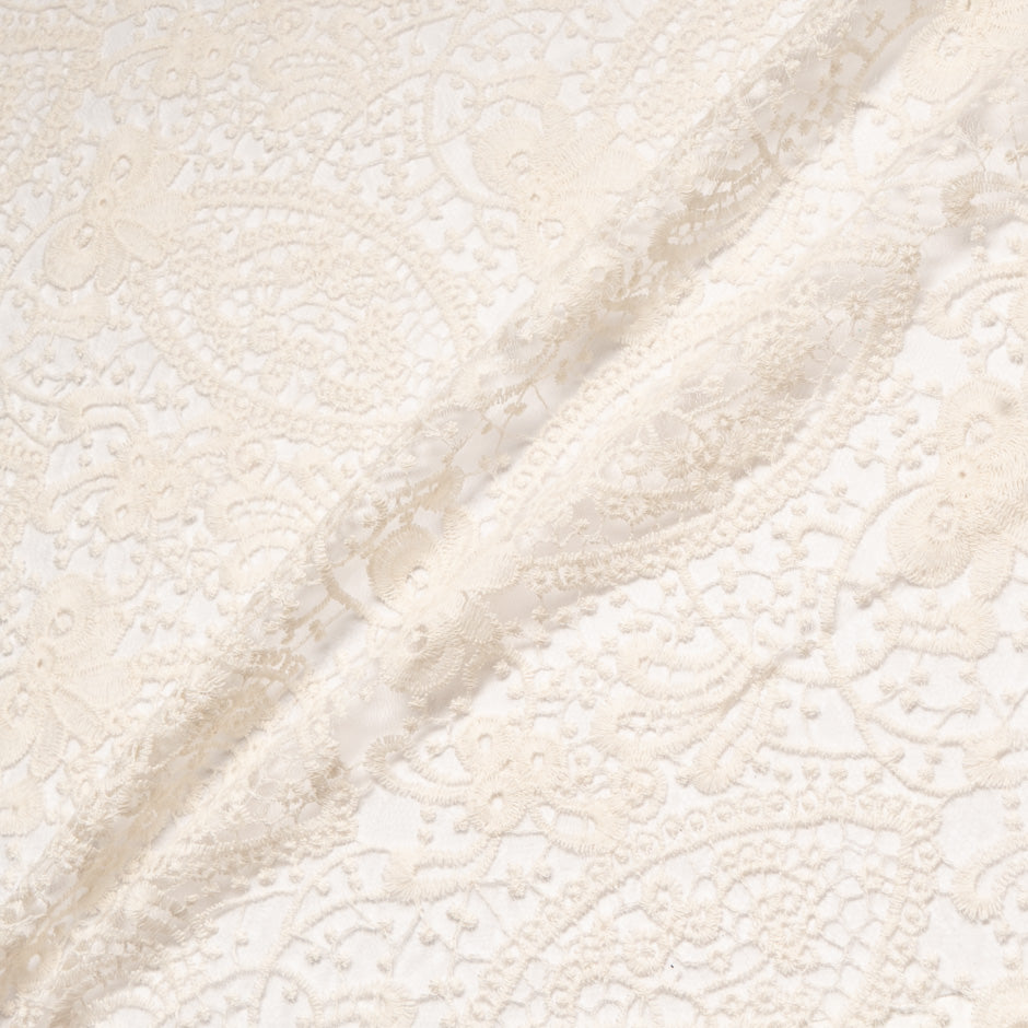 Cream Contemporary Floral Stretch Tulle