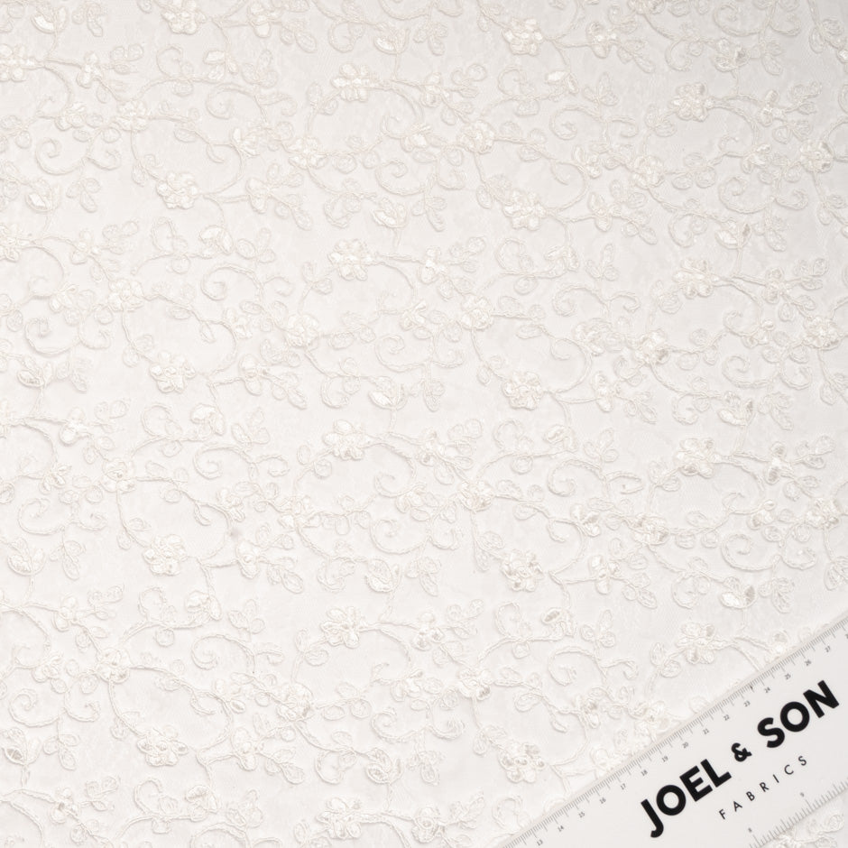 Ivory Floral Embroidered Corded Tulle