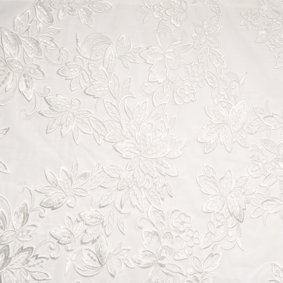 Ivory Floral Embroidered Tulle