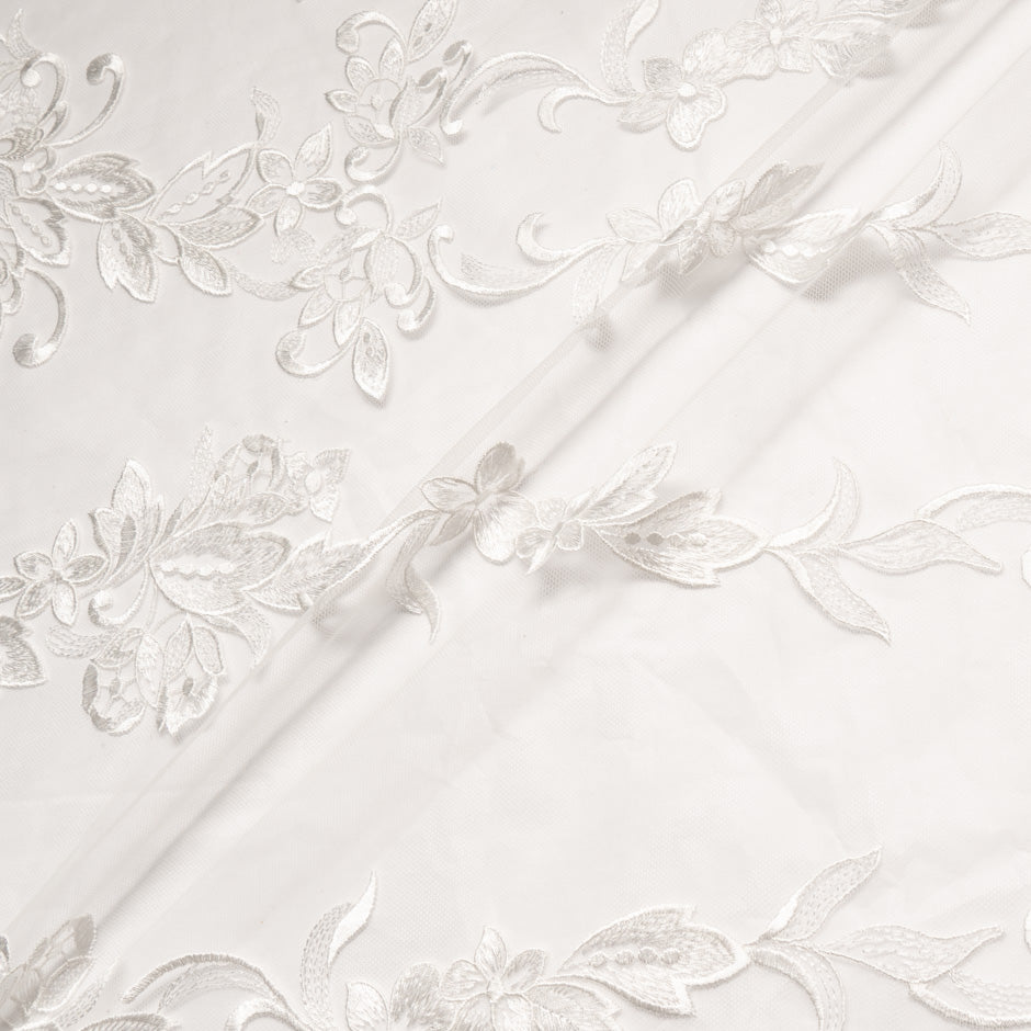 Ivory Floral Embroidered Tulle