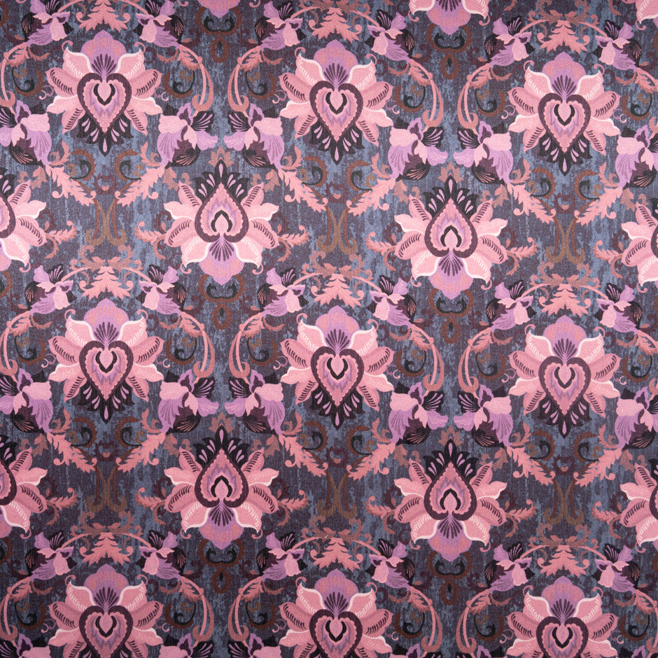 Dusty Pink Floral Printed Pure Silk Satin