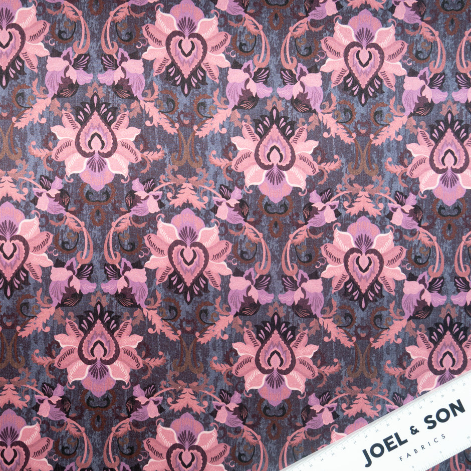 Dusty Pink Floral Printed Pure Silk Satin