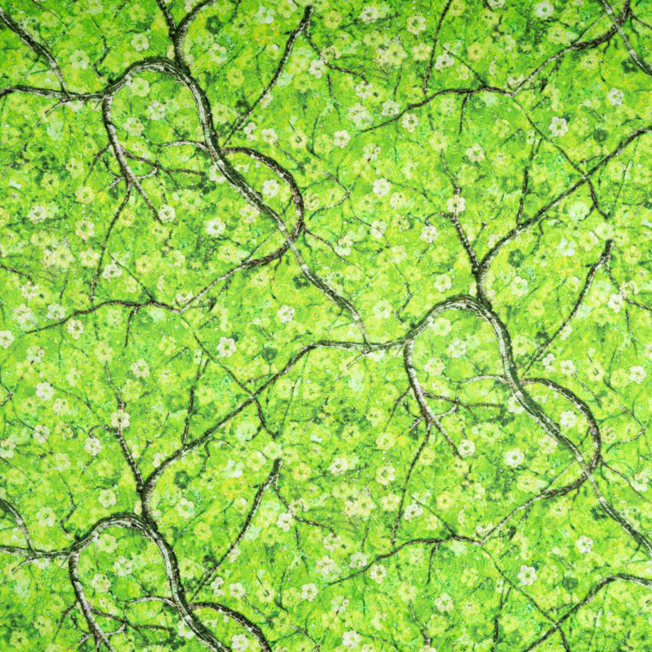 Petite Floral Printed Green Pure Silk Jacquard