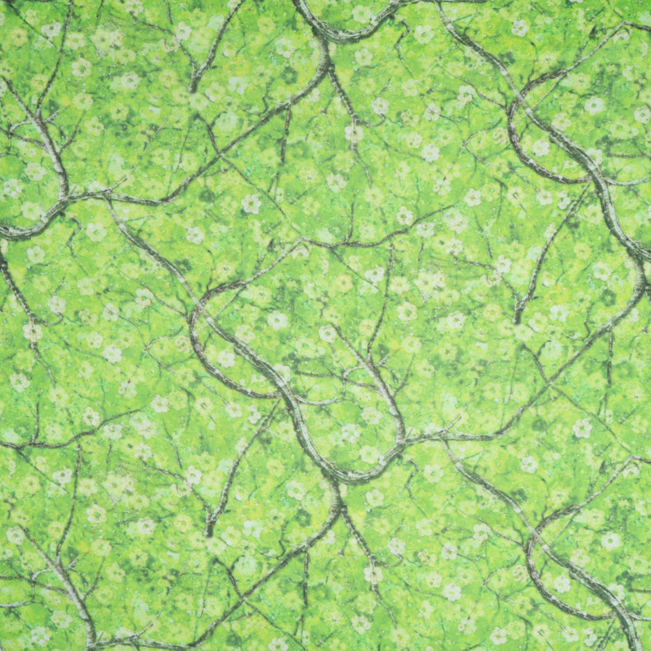Petite Floral Printed Green Pure Silk Georgette