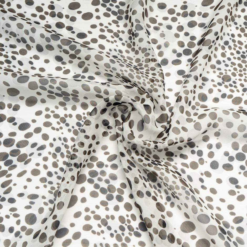 Black Spotted Pure Silk Georgette