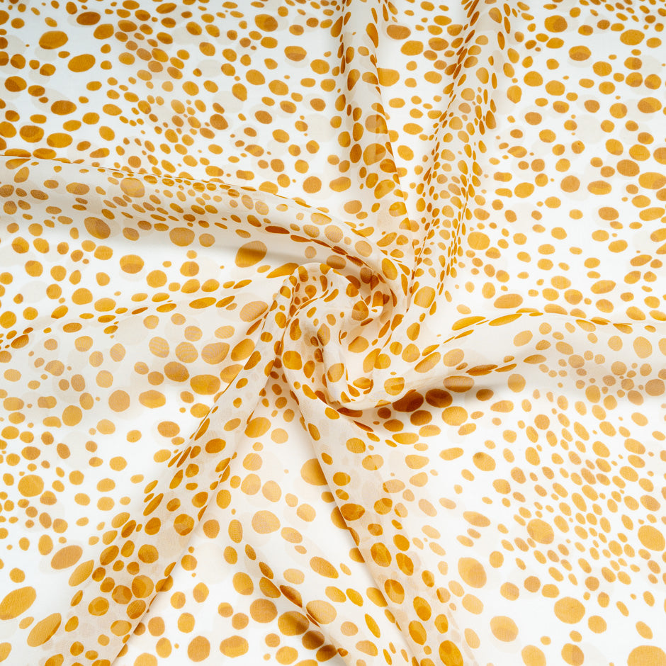 Mustard Yellow Spotted Pure Silk Georgette