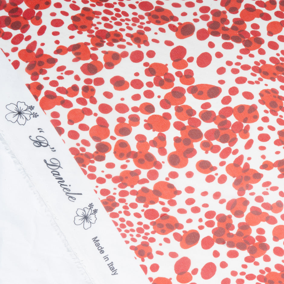 Deep Red Spotted Pure Silk Georgette