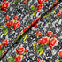 Red Rose & Black Lace Printed Pure Silk Crêpe