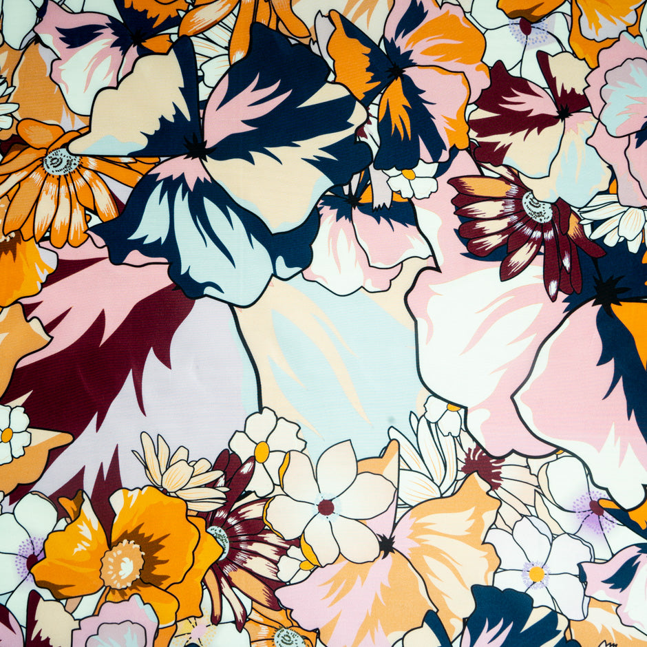Bold Floral Printed Silk Taffeta