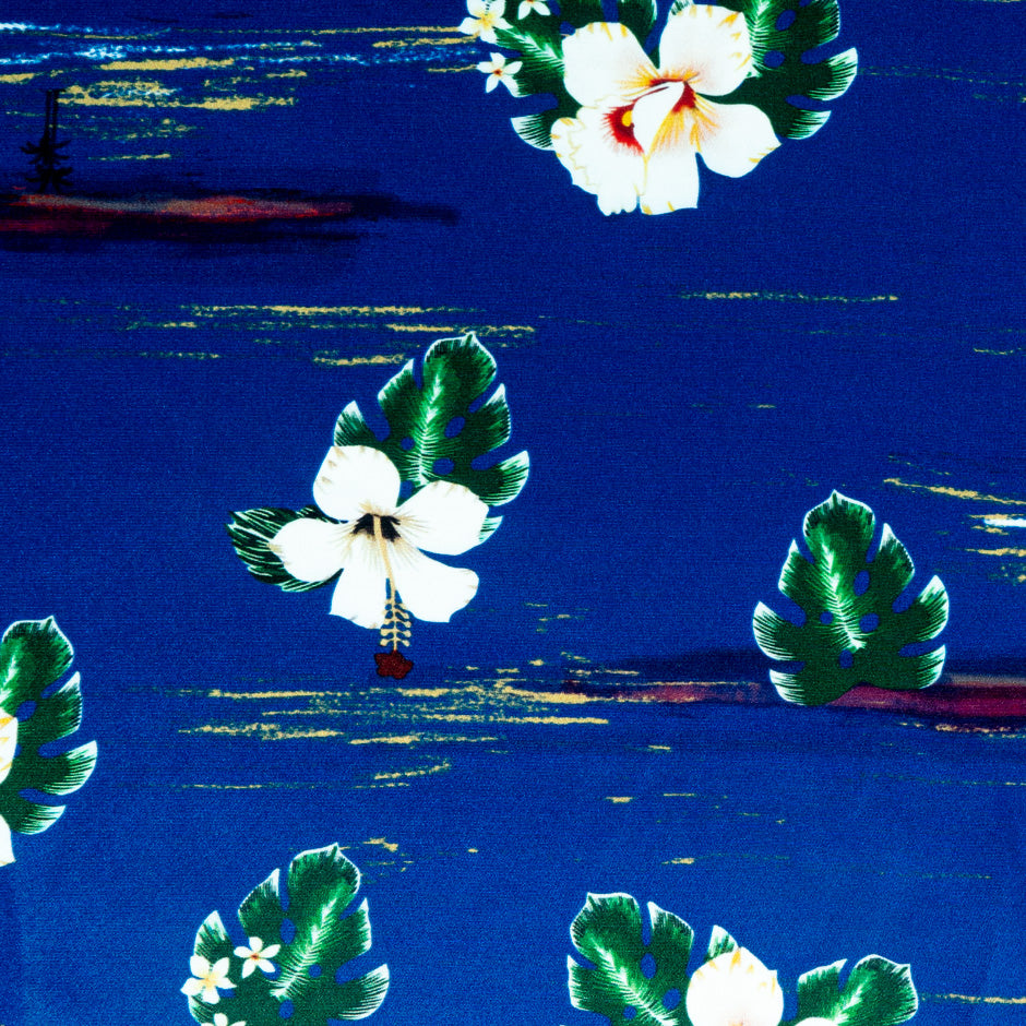 Peony Printed Blue Crêpe de Chine