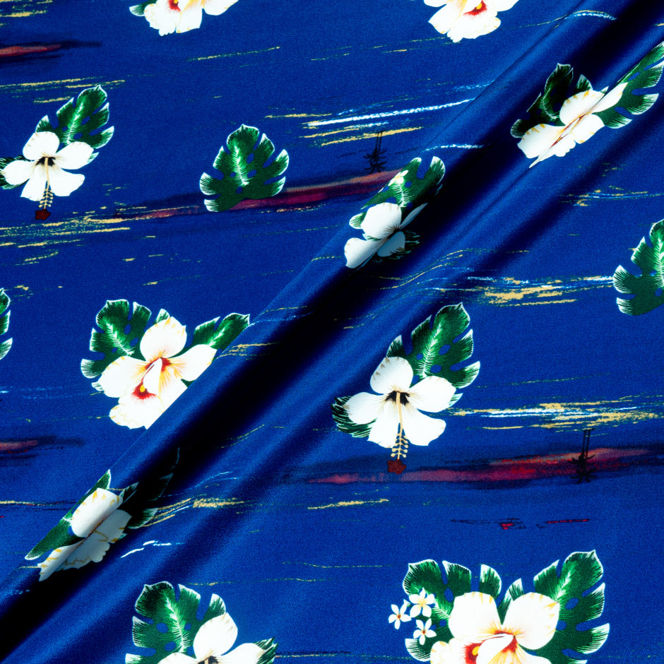 Peony Printed Blue Crêpe de Chine