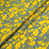 Yellow Floral Black Striped Pure Silk Jacquard (A 1.35m Piece)