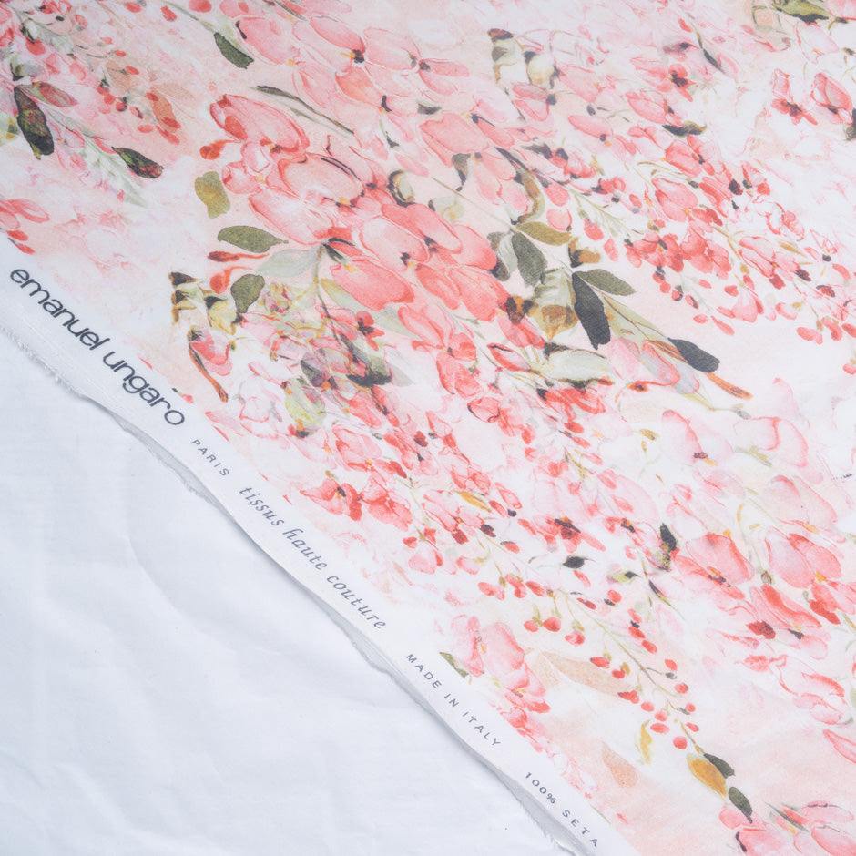 Soft Red Floral Printed Pure Silk Chiffon