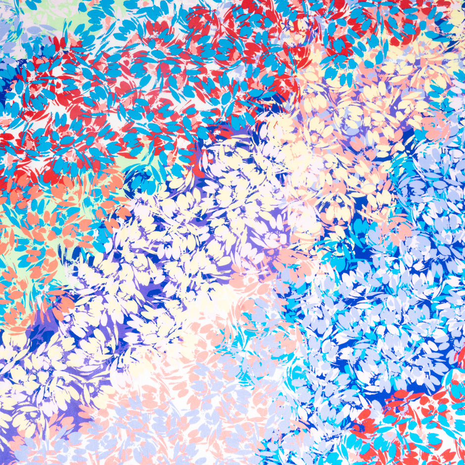 Multi-Coloured Abstract Leaf Printed Silk Habotai