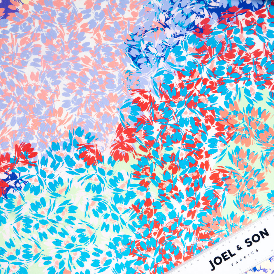 Multi-Coloured Abstract Leaf Printed Silk Habotai