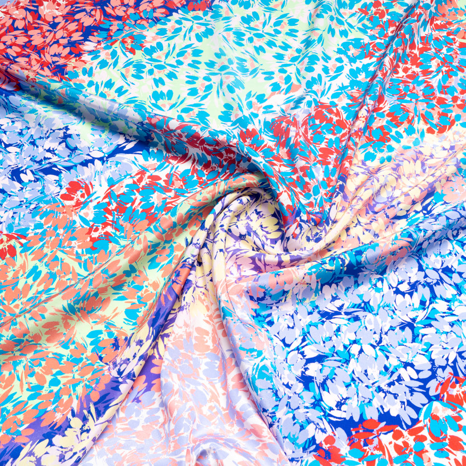 Multi-Coloured Abstract Leaf Printed Silk Habotai