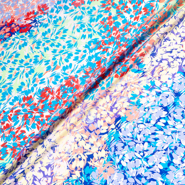 Multi-Coloured Abstract Leaf Printed Silk Habotai