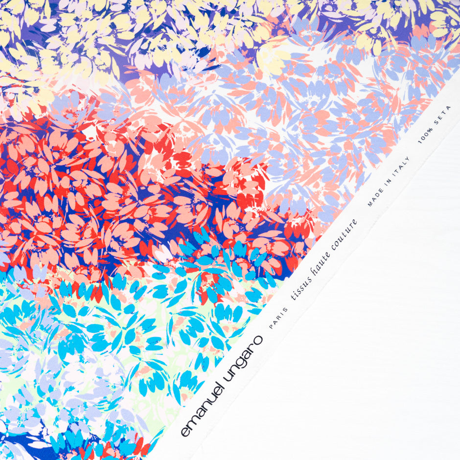 Multi-Coloured Abstract Leaf Printed Silk Habotai