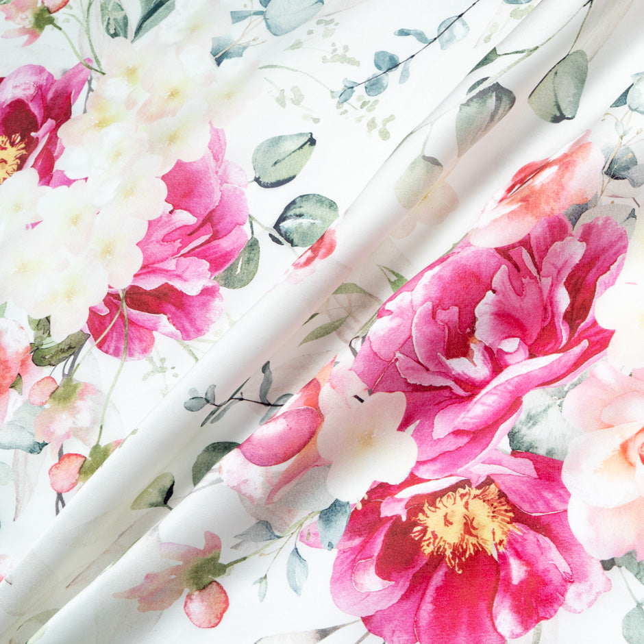 Rose Floral Printed Double Silk Organza