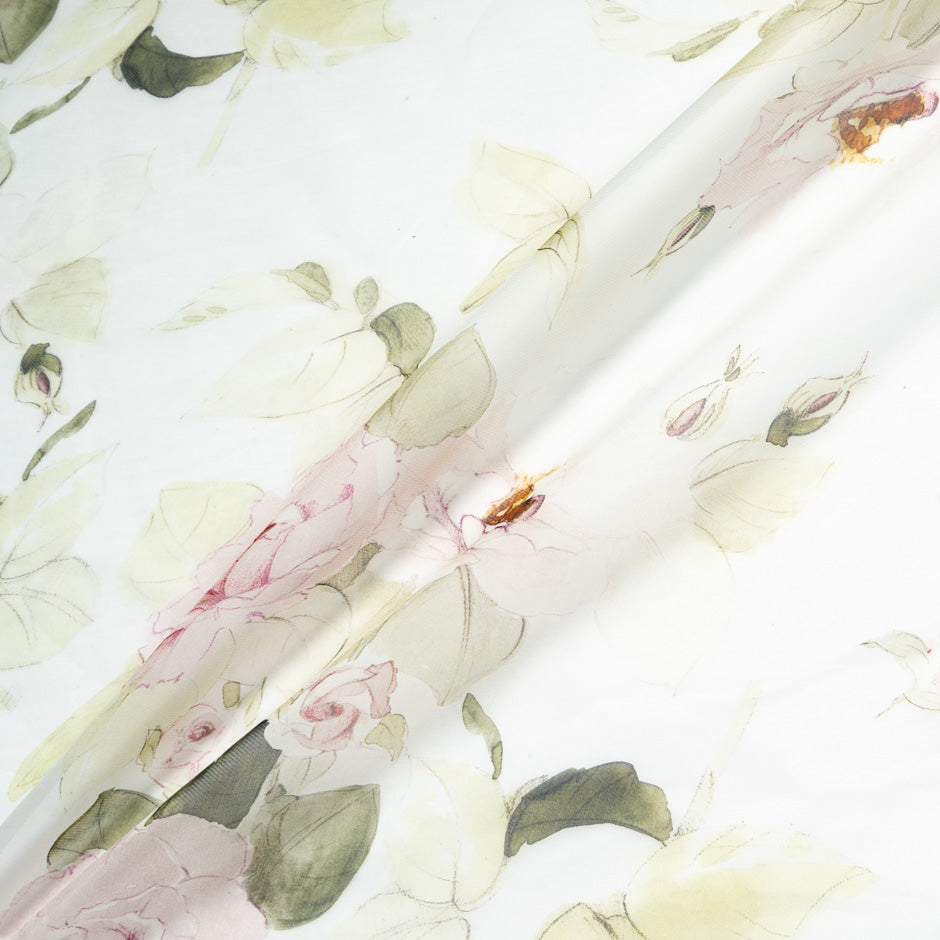 'Water Colour' Floral Printed Pure Silk Organza