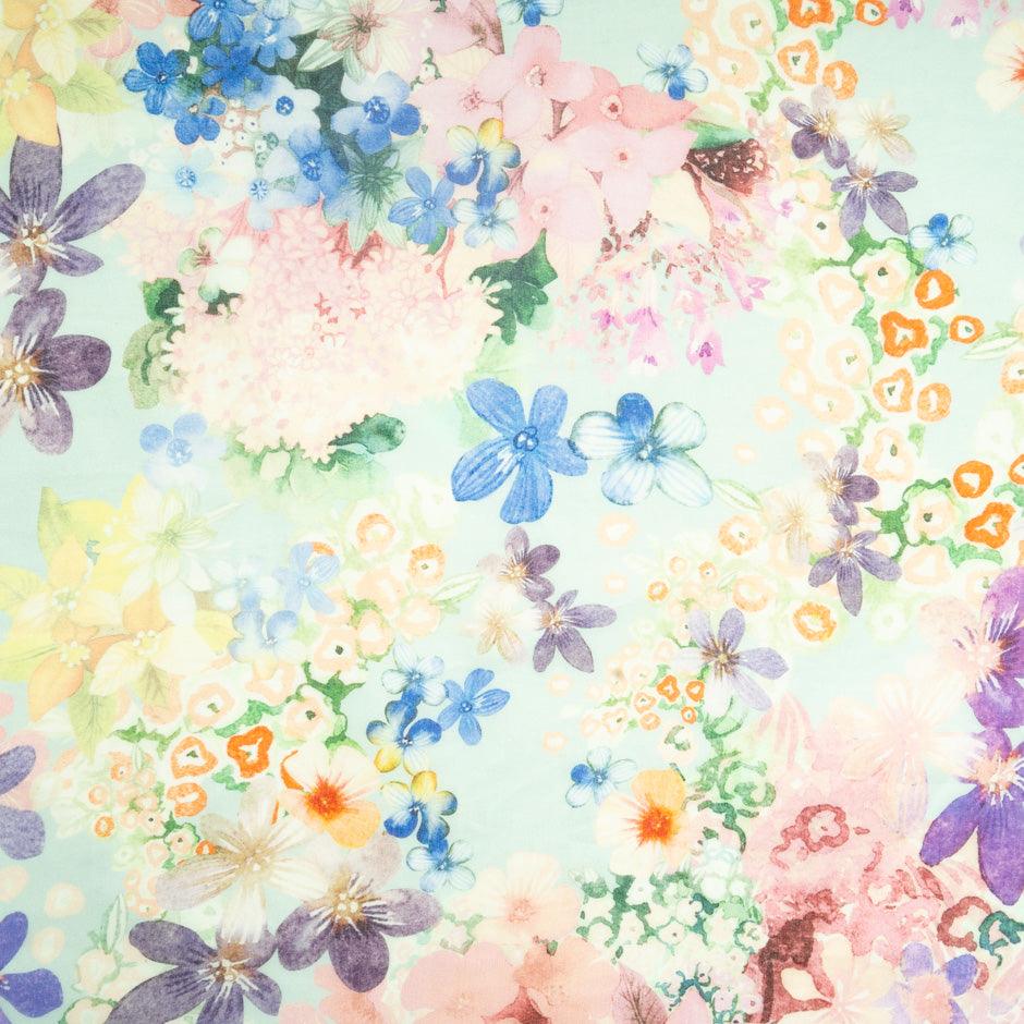Pastel Floral Printed Pure Silk Organza