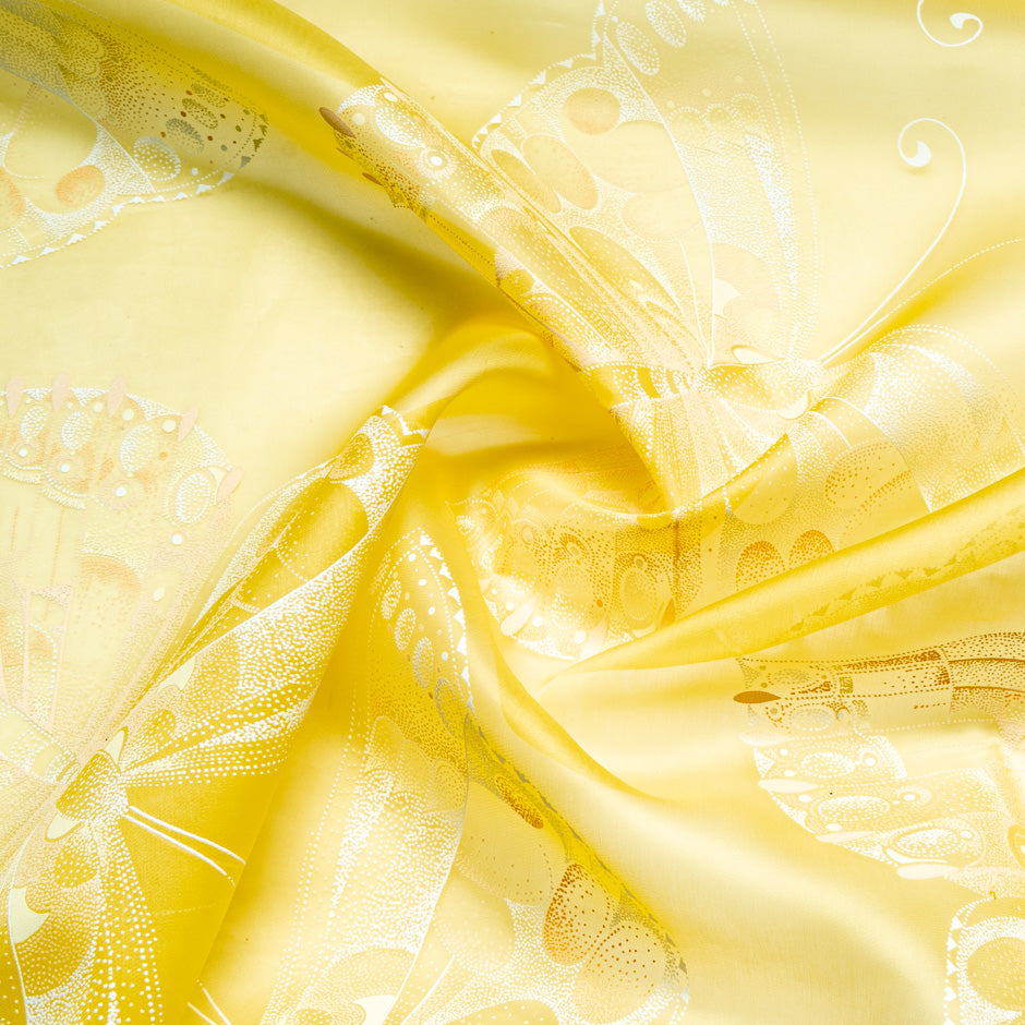 Yellow Butterfly Vision Printed Silk Organza