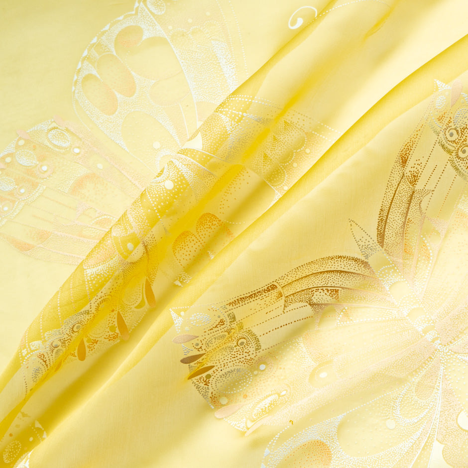Yellow Butterfly Vision Printed Silk Organza