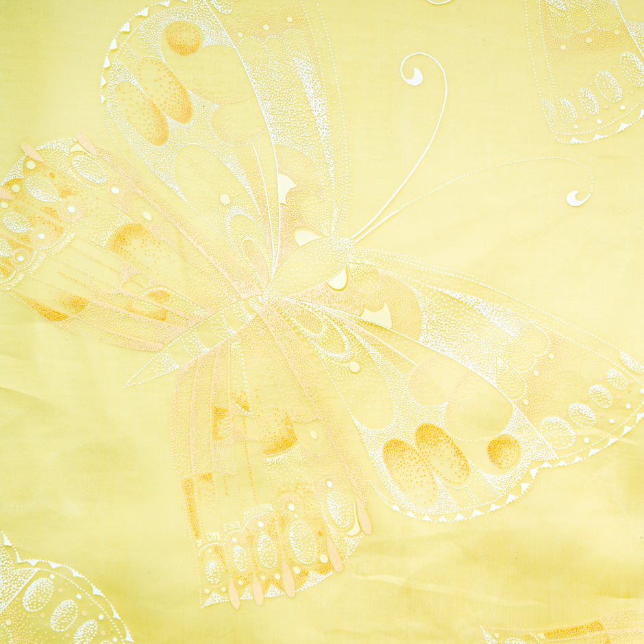 Yellow Butterfly Vision Printed Silk Organza