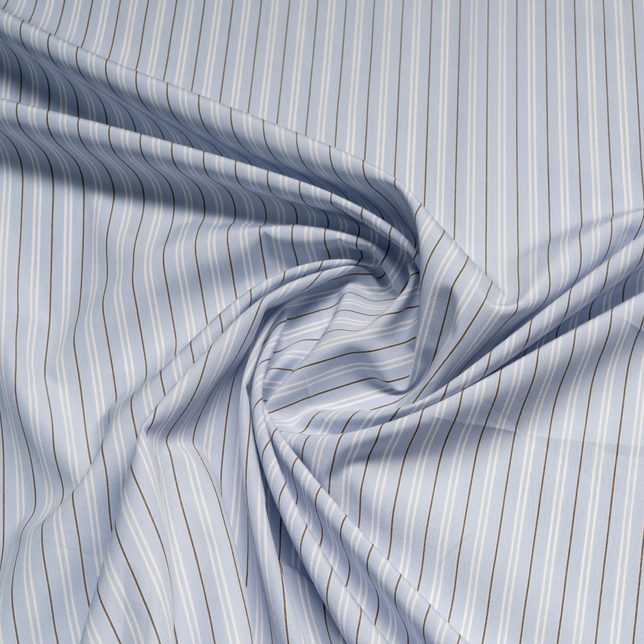 Brown & White Striped Pure Cotton Shirting