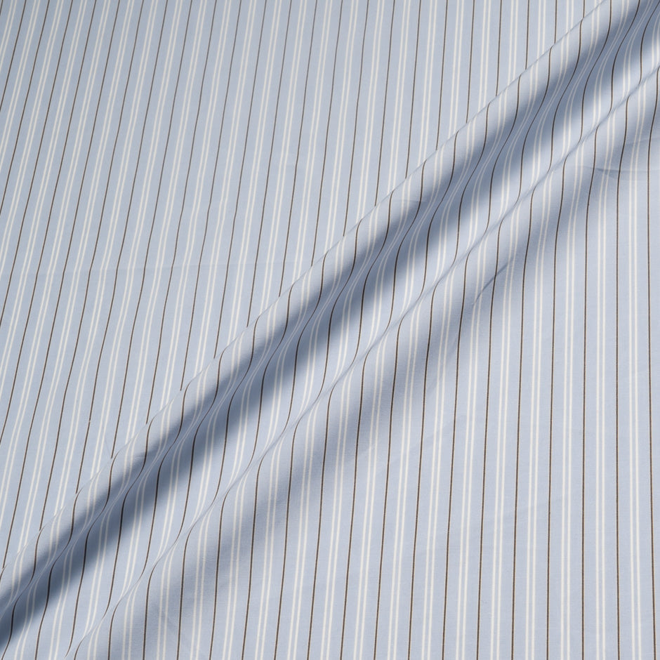 Brown & White Striped Pure Cotton Shirting