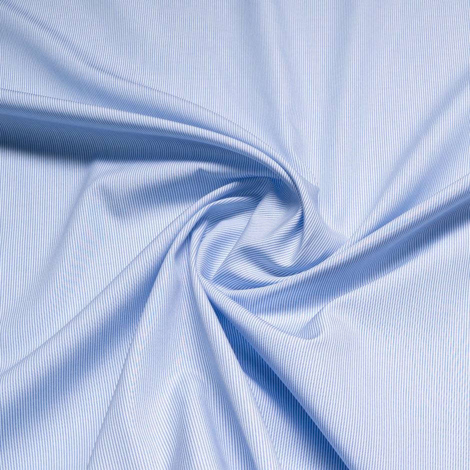 Blue Fine Striped Pure Cotton