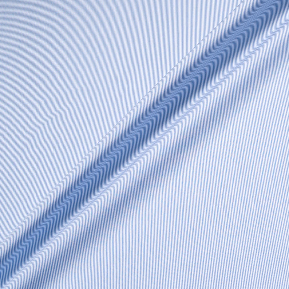 Blue Fine Striped Pure Cotton